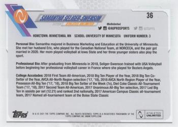 2021 Topps On-Demand Set #2 - Athletes Unlimited Volleyball #36 Samantha Seliger-Swenson Back